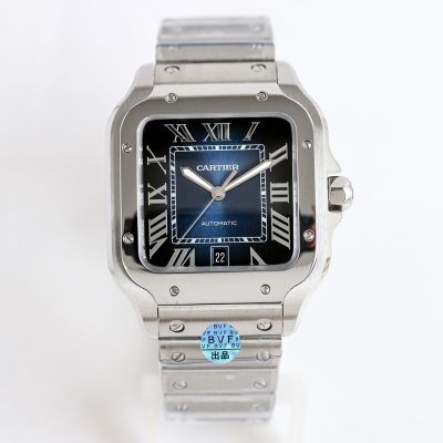 Cartier Santos Men Large Size 39.8*47.5*9.08mm 316L Steel 2824/9015 Movement Blue/White Watch